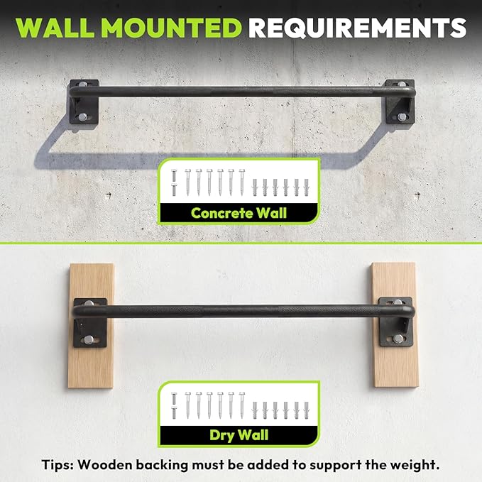 Pull Up Bar for Doorway and Wall Mount - Chin Up Bars for Home Gym, 36ββ/52ββ in Upper Body Workout Equipment with 500 lbs Capacity, Portable Thickened Steel Construction, Joist Mounted