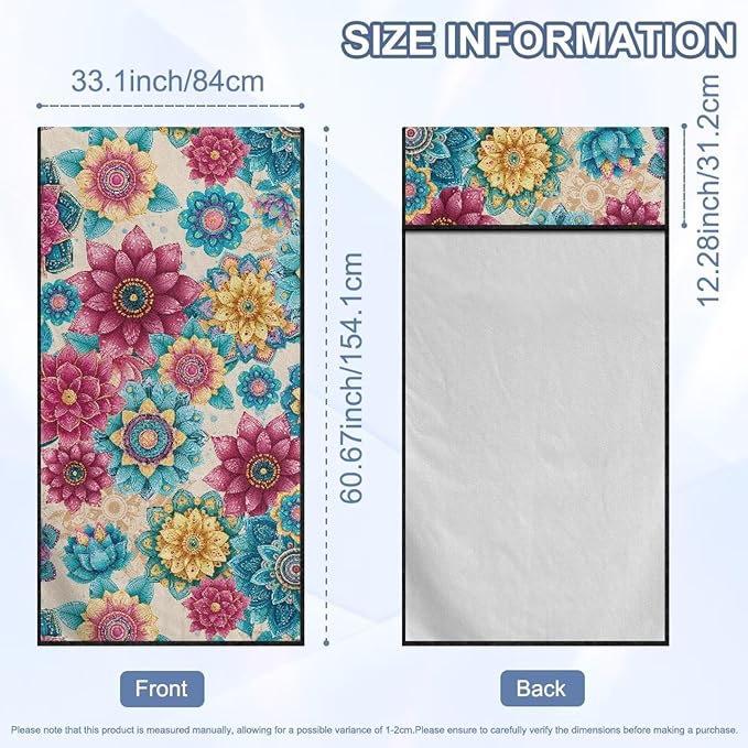 Bulopur Boho Mandala Floral Sweat Proof Towel for Car Seat Soft Comfortable Car Seat Towel Front Seats Cover After Gym Beach Yoga Workout Removable Bohemian Automotive Accessories