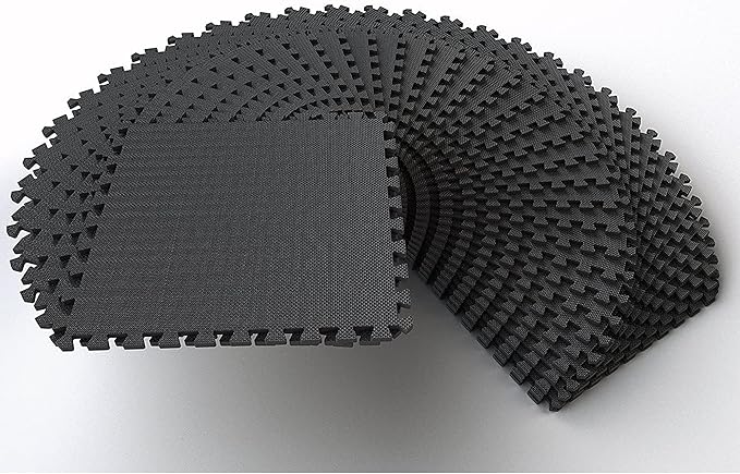 BalanceFrom Puzzle Exercise Mat 1/2" Thick, EVA Interlocking Foam Floor Tiles for Home Gym, Mat for Home Workout Equipment, Floor Padding for Kids, Multiple Sizes and Colors