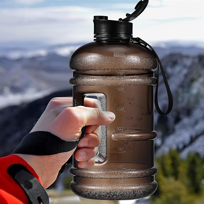 Fitness Water Bottle Large Capacity 73oz with Handle and Capacity Marker, Portable Gym Sports Jug for Outdoor Travel and Workout