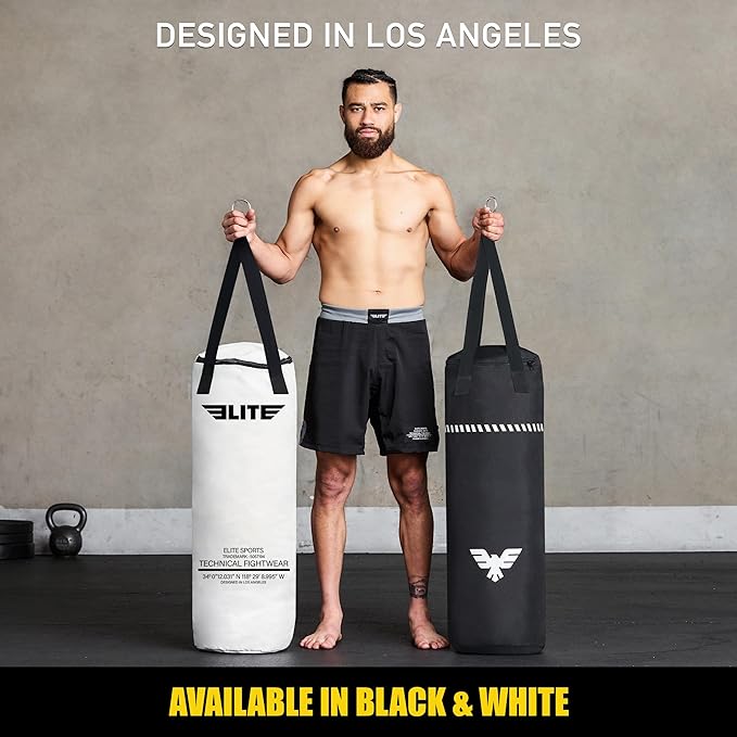 Elite Sports Boxing Bag 4 FT – Heavy Duty Canvas Punching Bag with Straps for Boxing, Training, MMA, Muay Thai, Kickboxing, Martial Arts & Fitness – UNFILLED Heavy Bag