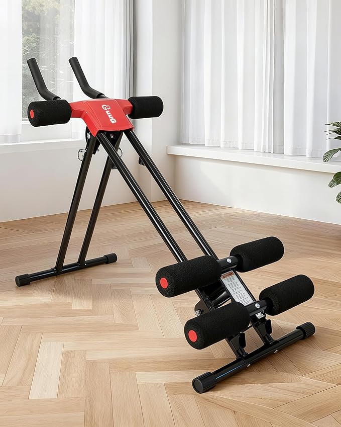 Ab Machine Abdominal Stomach Workout: Adjustable Ab Trainer Machine Ab Cruncher Core Strength Training Equipment for Home Gym Foldable for Women and Men