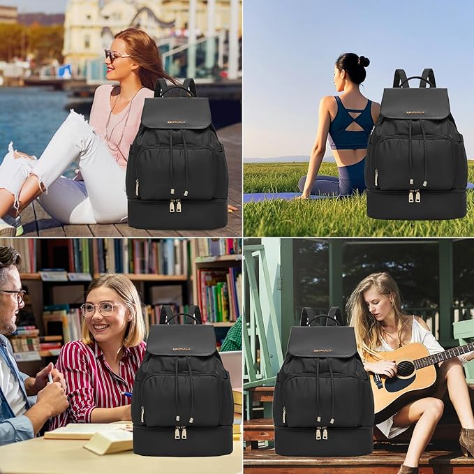 seyfocnia Gym Backpack for Women, Gym Bag with Shoe Compartment Lightweight Travel Workout Sports Backpack Womens Black