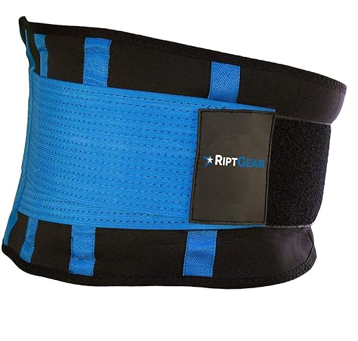 RiptGear Back Brace for Lower Back Pain Relief - Breathable Back Brace for Men and Women - Ideal for Lifting, Work, Sciatica, Herniated Disc, and Lumbar Support - Blue, Medium (Waist: 28"-31")