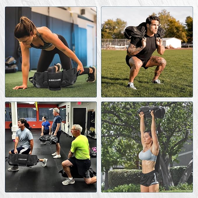 GarveeLife Workout Sandbag Unfilled - 5-200 LBS Heavy Duty Fitness Sandbag for Strength Training, Core & Full-Body Exercises | Adjustable Weight Home Gym
