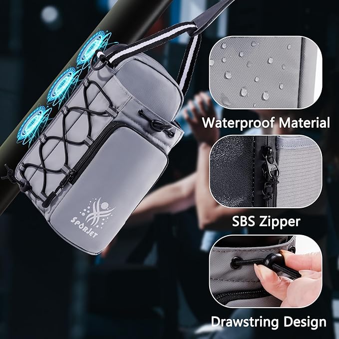 Magnetic Gym Bag for Water Bottle – Fits Up to 46oz, Sling Water Bottle Holder with Strap & Phone Pocket, Magnetic Workout Bag for Gym, Fitness, Outdoor, Men & Women