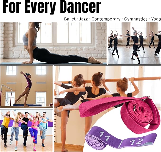 Danzcue Ballet Stretch Strap Set – Professional Dance Flexibility Trainer with Door Anchor, Extra Long Non-Slip Stretching Bands for Ballet, Jazz, Contemporary & Gymnastics