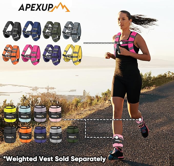 APEXUP 10lbs/Pair Adjustable Ankle Weights for Women and Men, Modularized Leg Weight Straps for Yoga, Walking, Running, Aerobics, Gym, Physical Therapy