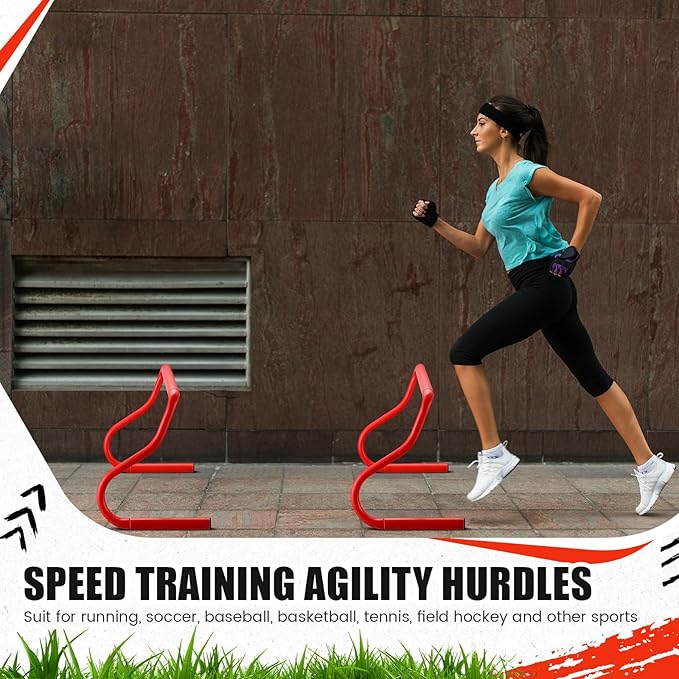 16 Pcs 12" Speed Agility Training Hurdles Large Size Detachable Agility Hurdles Hurdles Training Equipment Set for Athletes Soccer Basketball