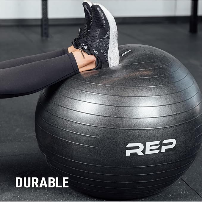 REP Fitness Exercise Physioball for Yoga, Pilates, Core Workout, Home Gym Equipment, Pregnancy & Physical Therapy, Stability Ball Chair for Office, 65cm Inflatable Balance Balls for Women