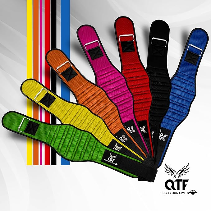 QTF Fitness Neoprene Weight Lifting Belt - Adjustable 6" Gym Support for Stability & Lumbar Support - Sweat Resistant Weightlifting Belt for Men & Women for Squats, Deadlifts & Bench Presses