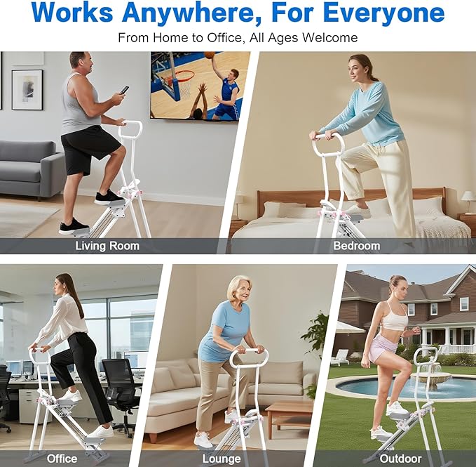 HXD-ERGO Stair Stepper for Home, New Version 6 Adjustable Resistance Vertical Climber Cardio Exercise Machine, Folding Stair Climber for Full Body Workout with Adjustable Handlebar