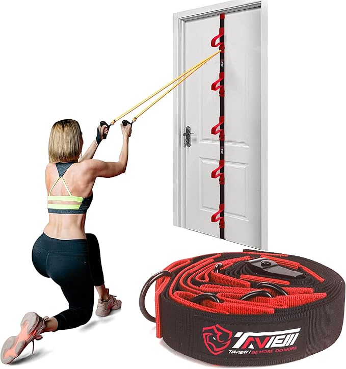 Door Anchor Strap for Resistance Bands Exercises, Multi Point Anchor Gym Attachment for Home Fitness, Portable Door Band Resistance Workout Equipment, Easy to Install, Punch-Free, Nail-Free (Green)