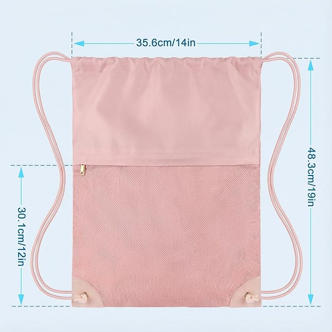 Drawstring Backpack Gym Bag - String Gym Bag for Men & Women, Lightweight Cinch Sports Sackpack for Beach, Travel, Yoga, Swimming, Pink