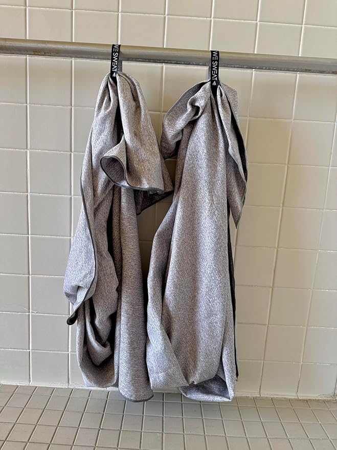 We Sweat's (2 Pack) Microfiber Towels Perfect for Travel, Gym Shower & Camping. Ultra Compact - Lightweight Shower Towel - Soft and Absorbent Silver Ion Odor-Free Absorbent Fiber - Quick Dry Towel