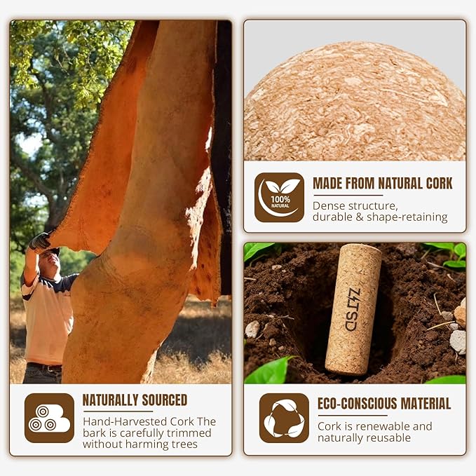 Natural Cork Balance Board Kit - 4-in-1 Foot & Ankle Strengthener with Half-Cylinder Boards, Mini Roller, Massage Ball & Toe Resistance Bands - Portable Balance Trainer for Home, Office & Gym