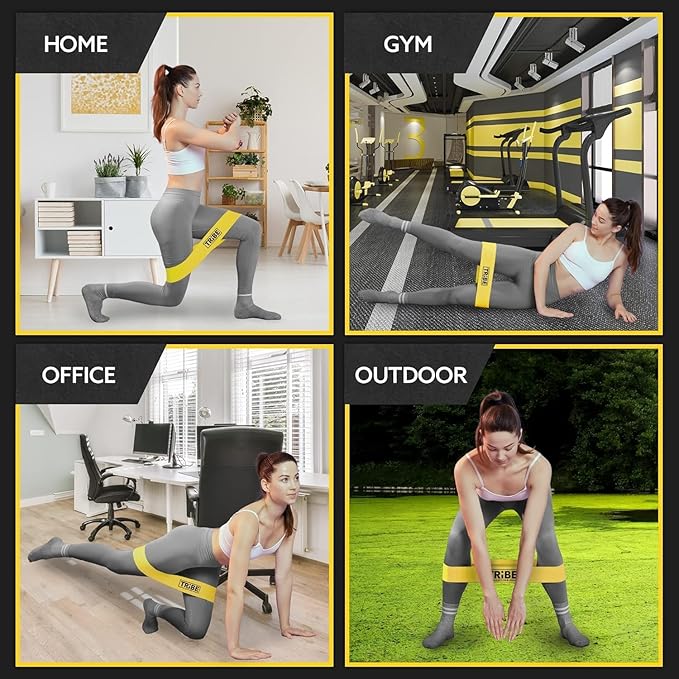 Tribe Lifting Fabric Resistance Bands for Working Out - 5 Exercise Bands Set for Legs and Glutes - Booty Bands for Women and Men - Thick Cloth Workout Bands for Physical Therapy, Hip Training