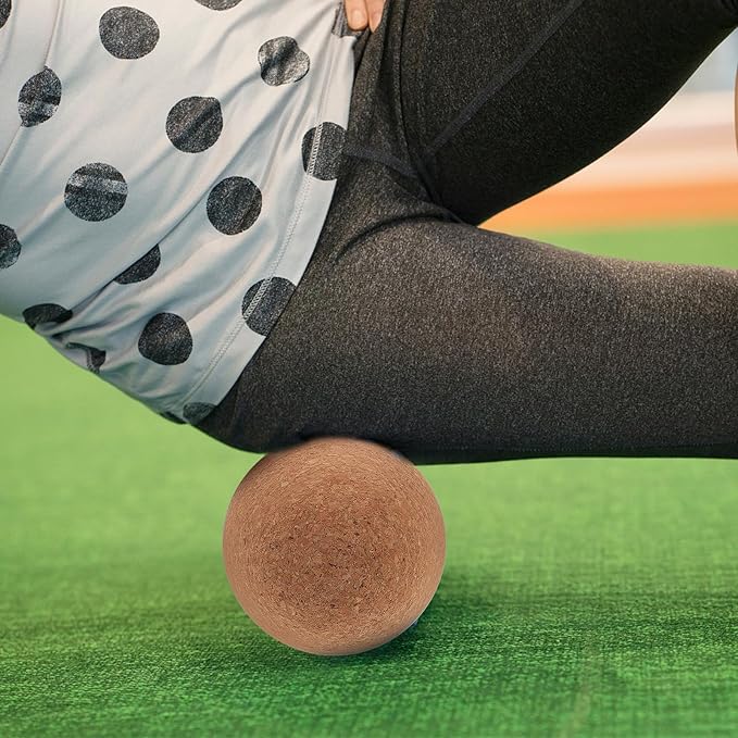 Peanut Massage Ball Double Massage Tool Cork Wood Deep Tissue Massager for Back, Neck, and Muscle Trigger Point Therapy Fitness Exercise and Mobility Random Color