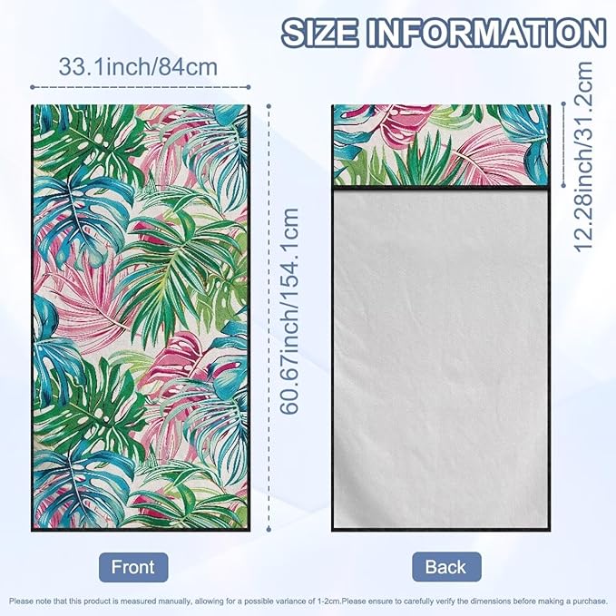 Bulopur Tropical Monstera Leaf Sweat Towel Car Seat Cover for Gym Post-Work Running Athletic Beach Towel Machine Washable Lightweight Soft Car Interior Accessories for Women Girly