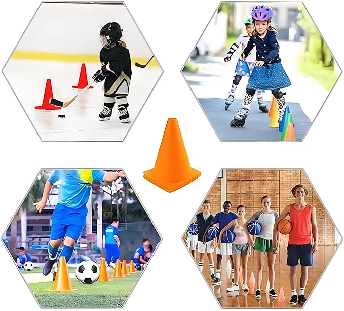 Soccer Cones (7 Inch 25 Pack), Agility Training Sports Cone Plastic with Carry Bag for Football Basketball Drills Field Markers,