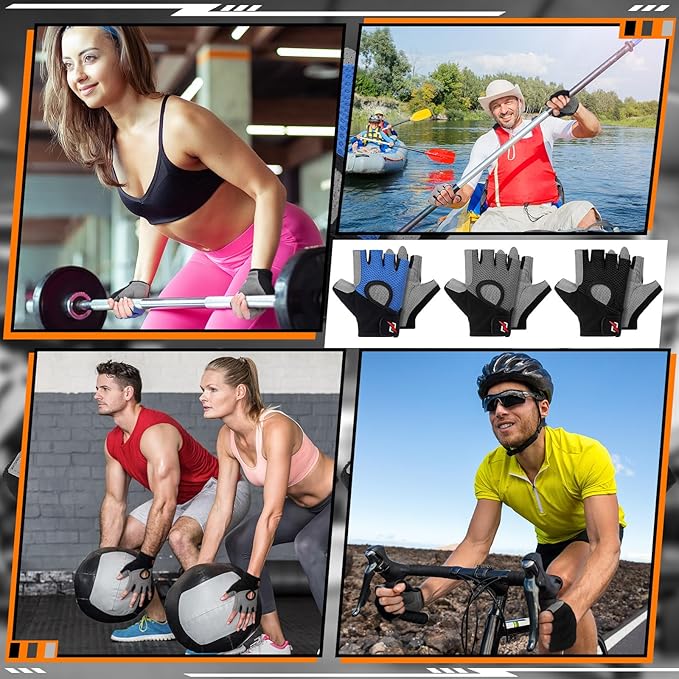 3 Pairs Weight Lifting Gloves for Men Women, Gym Workout Gloves with Full Palm Protection, Breathable Anti-Slip Fitness Glove for Training, Cycling, Pull-ups, Medium