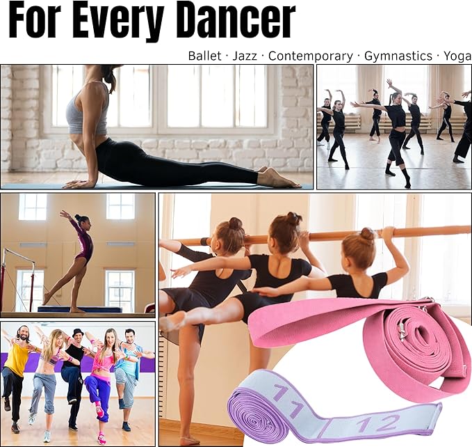 Danzcue Ballet Stretch Strap Set – Professional Dance Flexibility Trainer with Door Anchor, Extra Long Non-Slip Stretching Bands for Ballet, Jazz, Contemporary & Gymnastics
