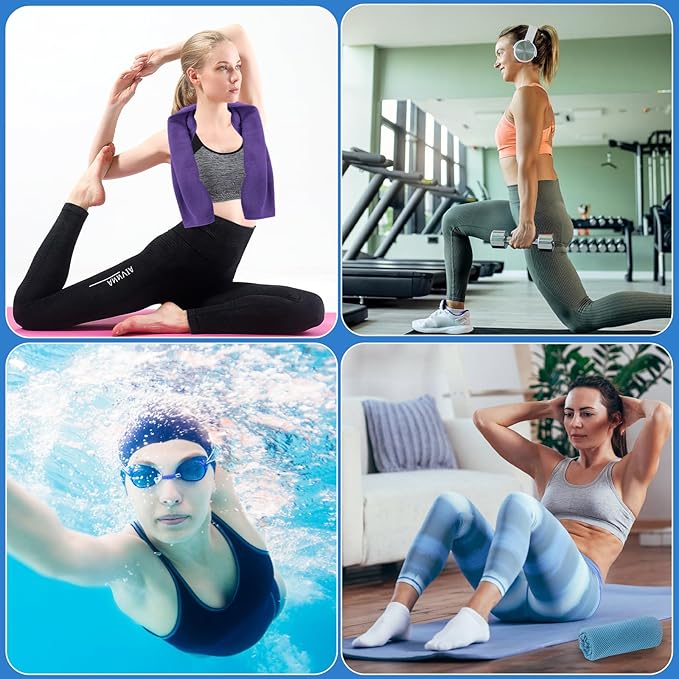 4 Pack Ice Towel Quick Dry Gym Fitness Yoga Tennis Cycling Running Hiking Workout Sweat Cooling Towel for Neck and Face(Multicolor-02)