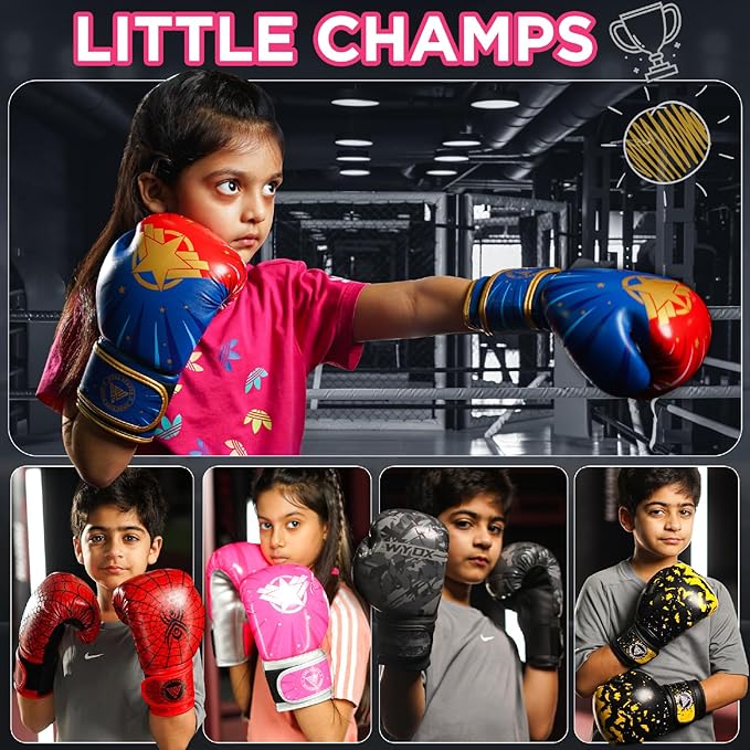 WYOX Kids Boxing Gloves 4oz 6oz 8oz โ Youth Punching Gloves for Boys & Girls Ages 3โ15 โ Sparring Gloves for Punching Bag, Kickboxing, Muay Thai, MMA โ Boxing Gloves for Kids Training Set
