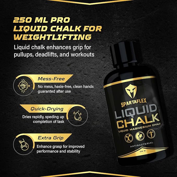 SpartaFlex 250ml Pro Liquid Chalk for Weightlifting Chalk, Rock Climbing, Gymnastics, Lifting Chalk, Hand Chalk for Weight Lifting, Gym Chalk for Powerlifting, Liquid Grip Liquid Chalk Climbing