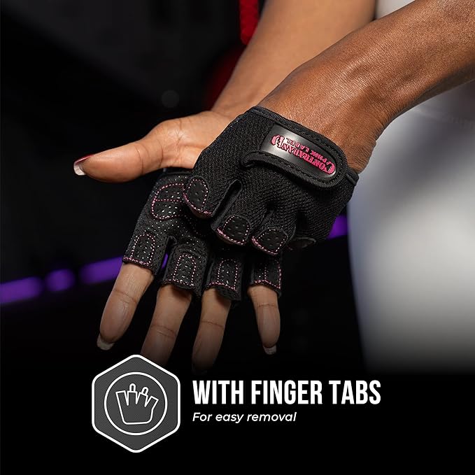 Contraband Pink Label 5537 Womens Micro Weight Lifting Gloves w/Grip-Lock Silicone Padding (Pair) - Minimalist Half Gloves - Apple Watch Friendly