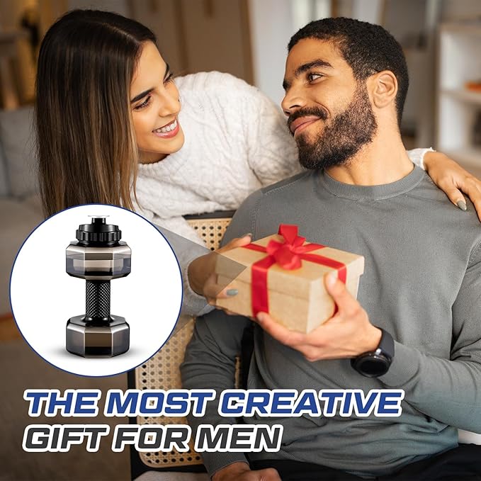 2 Pcs Christmas Dumbbell Water Bottle Gifts, 2.2 L / 75 oz Gym Workout Water Bottles Big Capacity Sports Gym Gift for Running Outdoors Cycling Camping Sports Lovers Men Women