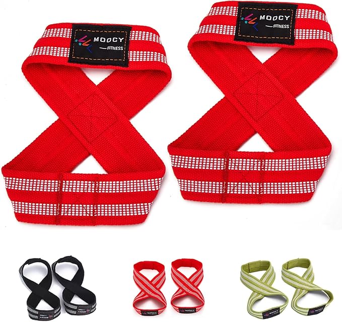 MOOCY Figure 8 Lifting Straps for Deadlift,Weightlifting,Strongman,& Cross Training Strong Weightlifting Wrist Wraps