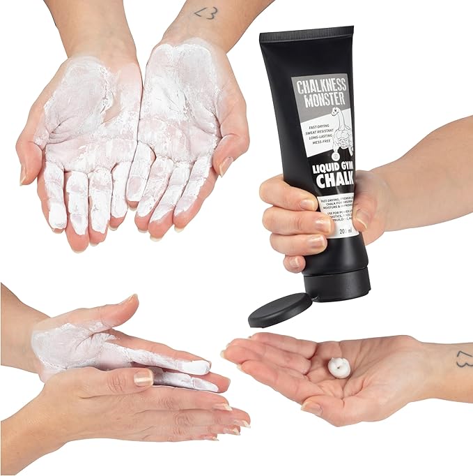 Liquid Gym Chalk - Mess-Free - Premium Sweat Resistant Long Lasting Grip - Quick Dry Hand Grip for Gymnastics, Rock Climbing, Power Lifting and More - Chalkness Monster