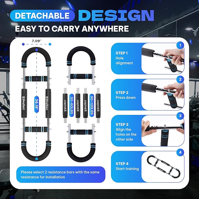 Twister Arm Trainer for Men & Women – Upper Body Strength Bar, Chest Expander & Forearm Exerciser, Heavy-Duty Home Workout Equipment for Arm Muscle Training, 30-120 lbs Resistance