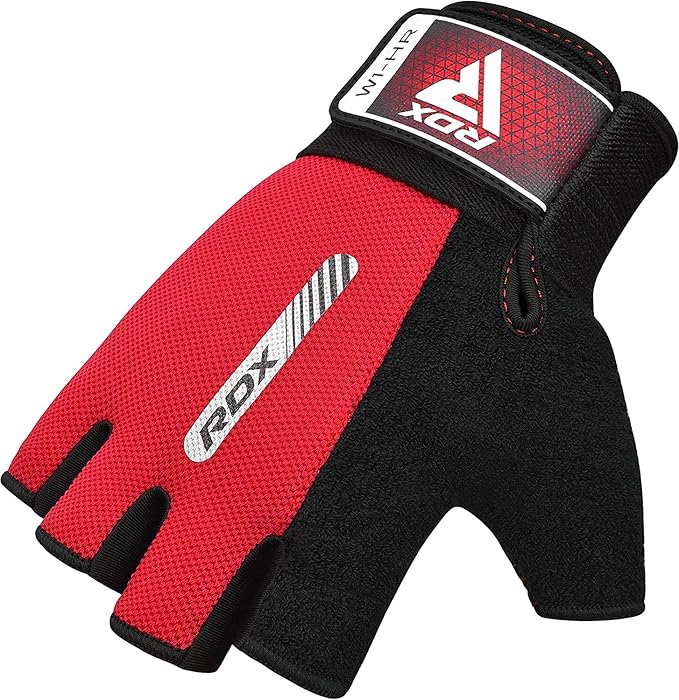 RDX Weight Lifting Gloves Gym Fitness Workout, Anti Slip Padded Full Palm Protection, Ultra Ventilated, Bodybuilding Strength Training HIIT WOD Exercise, Half Finger Men Women Cycling Rowing Climbing