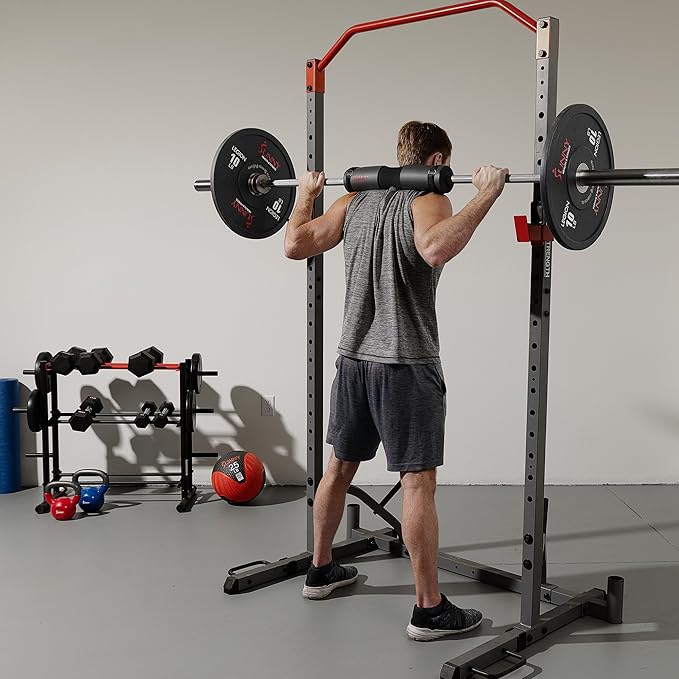 Sunny Health & Fitness 60-Inch Chrome Barbell Bar or High-Density Foam Barbell Pad – Strength Training Gear for Squats, Deadlifts, Hip Thrusts, Bench Press, Lunges & Full-Body Home Gym Workouts