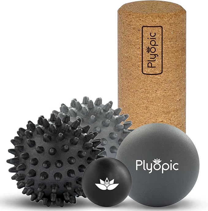 Massage Ball Set – Complete 5-Piece Kit: Spiky, Lacrosse & Mini Precision Balls + Roller – Plantar Fasciitis, Foot Arch & Heel Relief – Trigger Point Therapy for Back, Neck, Shoulders & Full Body