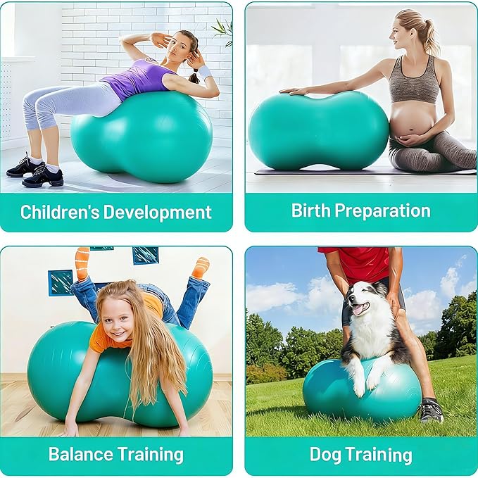 Peanut Ball - Exercise Ball Anti Burst Yoga Ball for Labor Birthing, Physical Therapy for Kids, Core Strength, Flexible Seating, Home & Gym Fintness, Sensory Chair Wiggle Seat for Boys and Girls