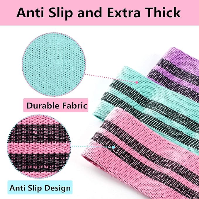 Resistance Bands Exercise Bands for Legs and Butt,Fabric Non Slip Hip Fitness Booty Workout Bands, Set of 8 Resistance with Door Anchor Legs Ankle Straps for Men Women Gym Home Fitness Yoga