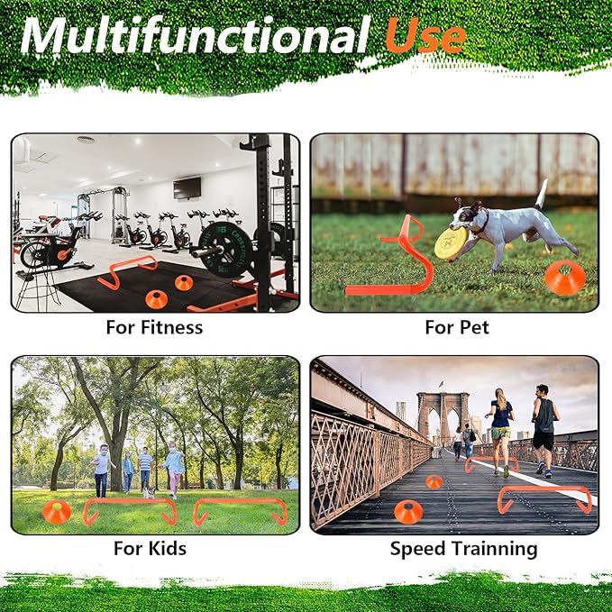 10 Pcs 6" Speed Agility Training Hurdles with 6 Marker Cone Durable Training Hurdle Agility Plyometric All Purpose Speed Hurdle Equipment for Athletes Soccer Basketball Football Practice