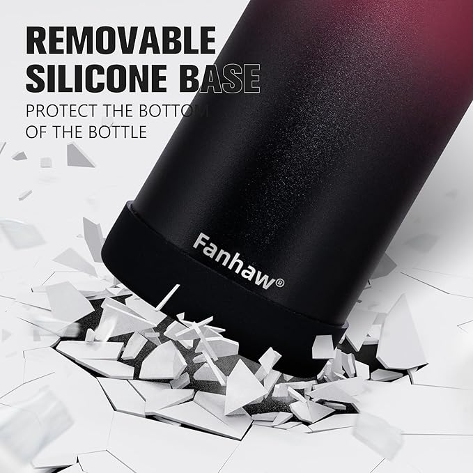 Fanhaw 32 oz Insulated Water Bottle – Portable Stainless Steel Flask with 3 Lids (Straw, Spout, Carabiner) | Leakproof, for Gym, Hiking, Work, Travel & Everyday Use (Red Black)