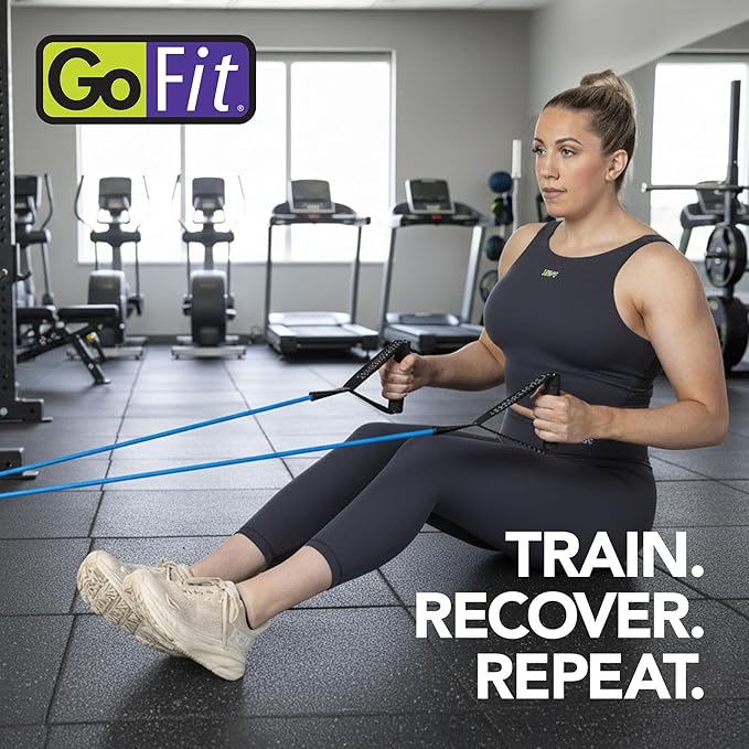 GoFit Pro-Grade Power Tubes with Handles - Resistance Tubes with Handles - Exercise Band - 30 lbs - Green - Body Building - Workout