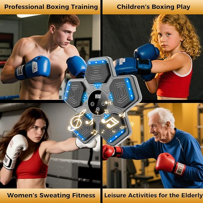 2026 Music Boxing Machine for Adults and Kids, Smart Bluetooth Boxing Training Equipment with Gloves Wall Mounted, Workout Punching Machine for Home,Office and Gym