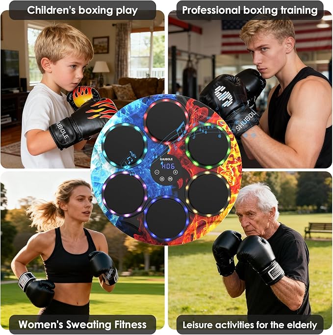 Music Boxing Machine with Gloves - Wall Mounted Punching Trainer for Adults & Kids, 9-Speed Punch Game, Wall Boxing Punching pad, 2025 Upgrade Gifts for Boys Age 6+