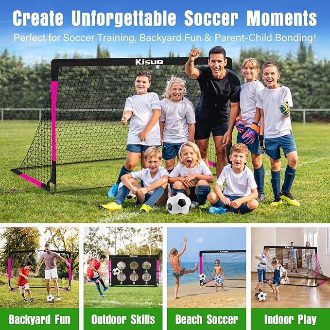 Kids Soccer Goal for Backyard Set - 2 of 6x4 ft Soccer Goals Training Equipment, Soccer Net for Kids Age 3-5 6-8 8-10 10-12, Ball, Targets for Toddler Kid Youth Soccer Games Sports Outdoor Play