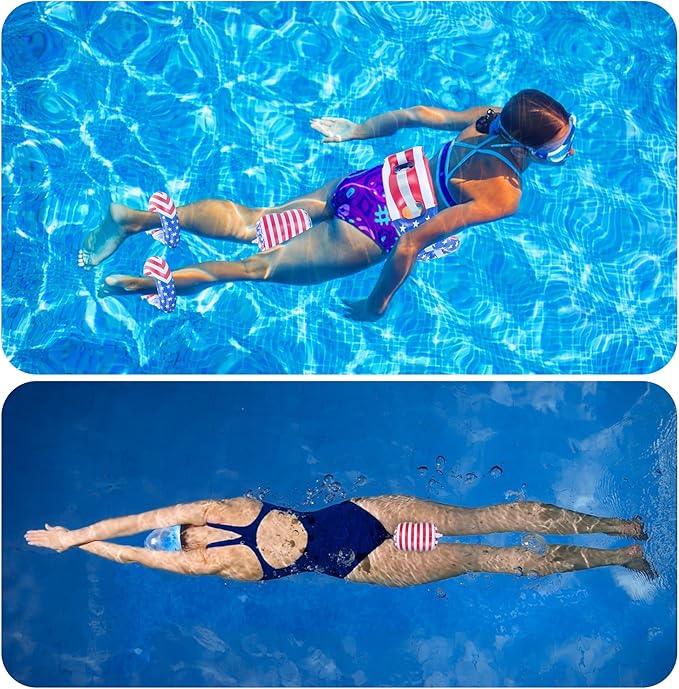 RunNico 7 Pcs PVC Water Workout Equipment, Aquatic Exercise Dumbbells and Cuffs Set, Inflatable Swimming Float Belt with Pull Buoy for Water Aerobics Pool Fitness Sports