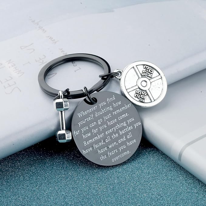 Lywjyb Birdgot Fitness Keychain Weightlifting Sports Keychain Inspirational Dumbbell Workout Keychain