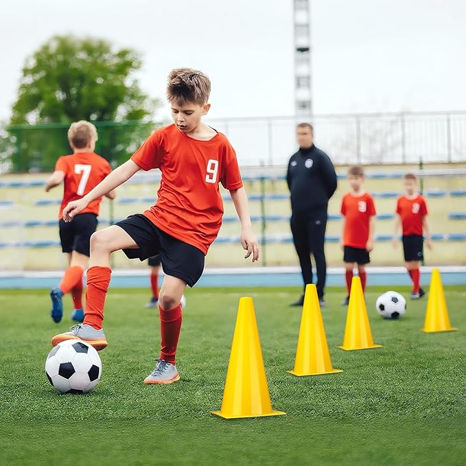 12 Inch Durable Cones,12pcs Versatile Plastic Traffic Cones and Soccer Cones for Sports Training,Agility Drills,Parking Safety,Basketball Training,Football Training.