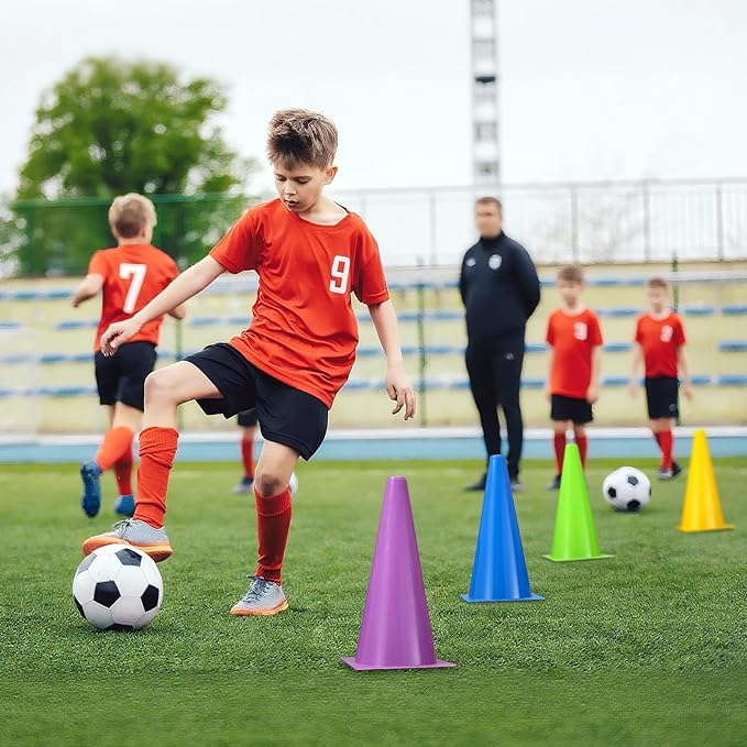 12 Inch Durable Cones,12pcs Versatile Plastic Traffic Cones and Soccer Cones for Sports Training,Agility Drills,Parking Safety,Basketball Training,Football Training.