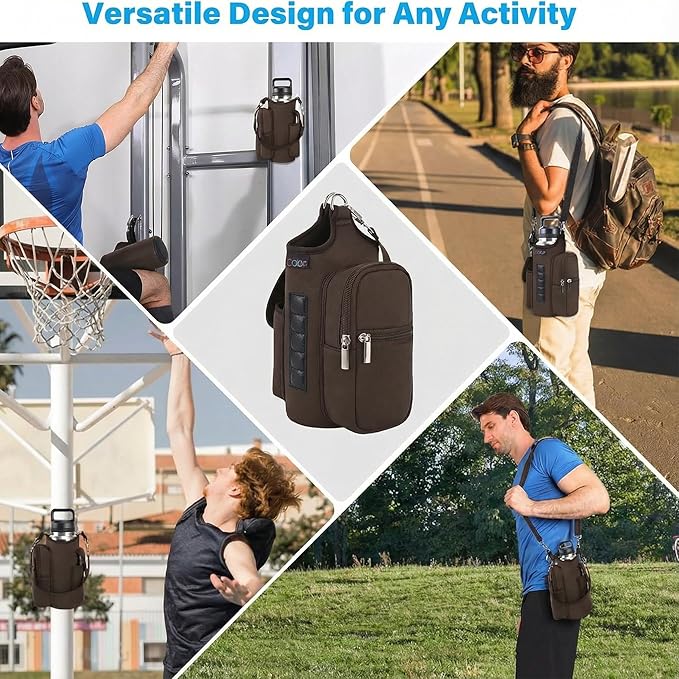 icolor Magnetic Gym Bag Water Bottle Carrier Holder with Phone Pockets & Shoulder Strap,Gym Magnetic Bag 5 Built-in Magnets Gym Accessories Organizer Sling Bottle Bag Pouch Sleeve